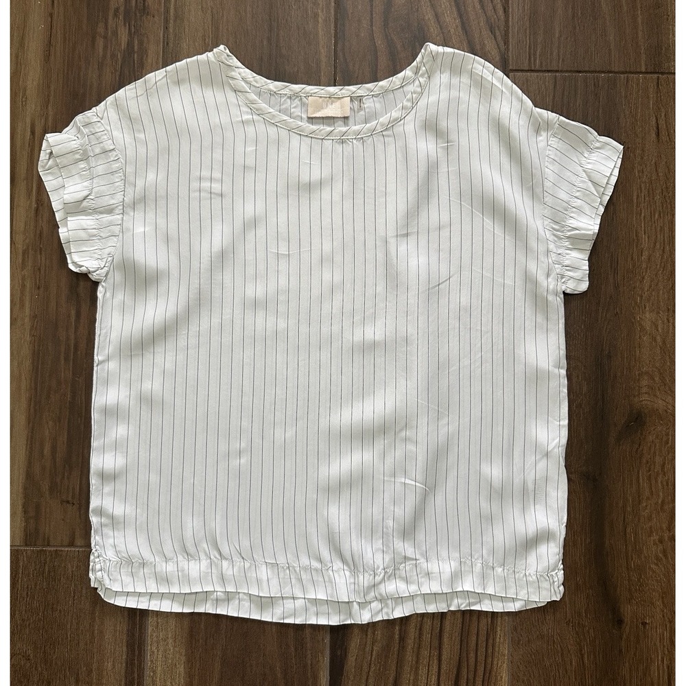 Karen by Simonsen Gatito Tee White Pinstripe Cupro Blouse Top 10102111 Womens